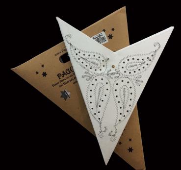 Preview: Ananti Batik Weiß  - Faltbarer Leuchtstern, Weihnachtsstern aus Papier mit 5 Zacken, 60 cm